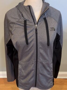 The North Face Gray and Black Hooded Full-Zip Utility Jacket Women's Large